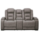 Signature Design by Ashley The Man-Den U8530518 Power Reclining Loveseat with Console and Adjustable Headrest IMAGE 3