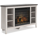 Signature Design by Ashley Dorrinson W287W6 Corner TV Stand with Electric Fireplace IMAGE 1