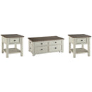 Signature Design by Ashley Bolanburg T637T3 Coffee Table and 2 End Tables IMAGE 1
