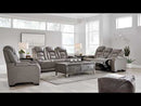 Signature Design by Ashley The Man-Den U8530515 Power Reclining Sofa with Adjustable Headrest EXTERNAL_VIDEO 1